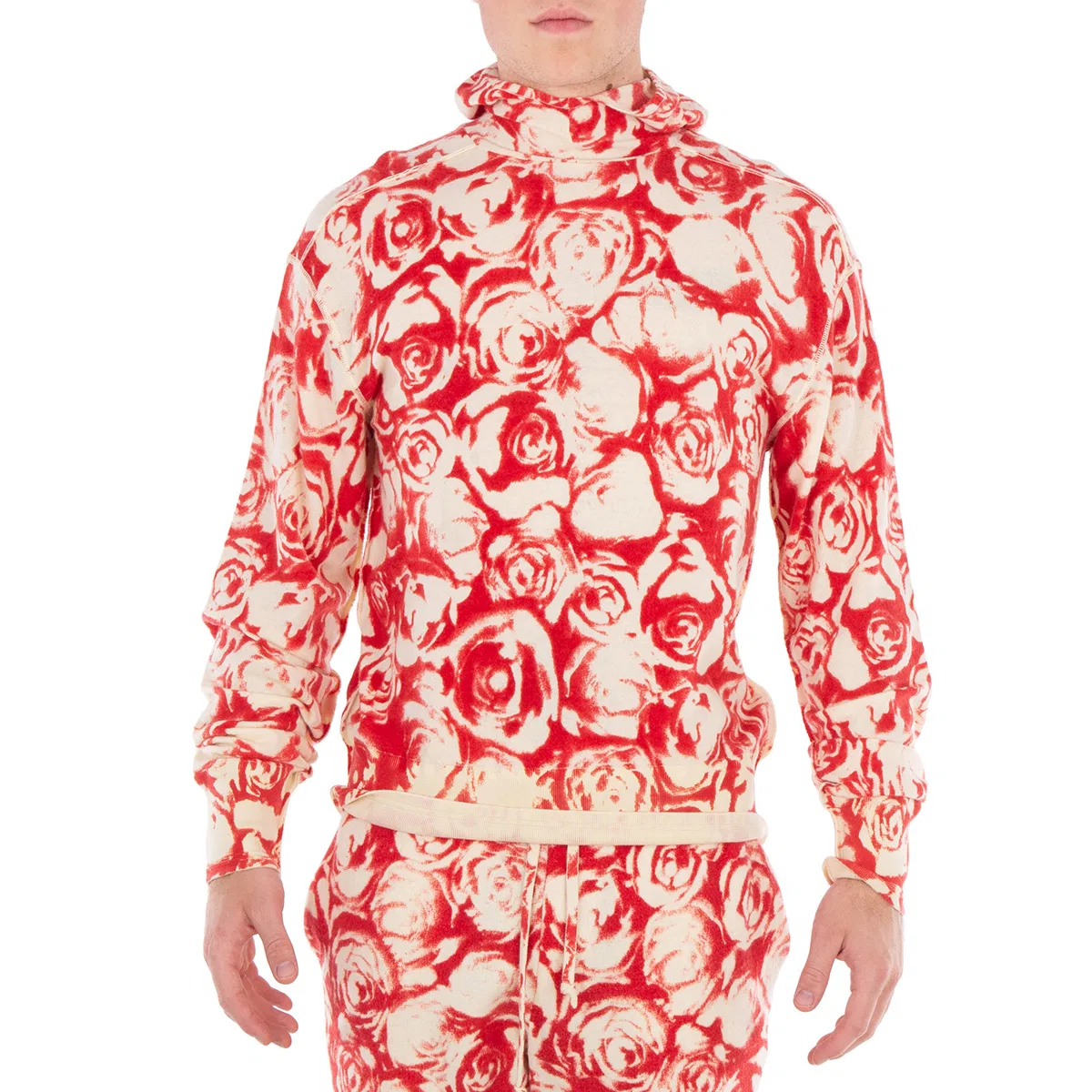 Худи из шерсти с принтом Rose Wool Hoodie Burberry, Pillar Ip Pattern