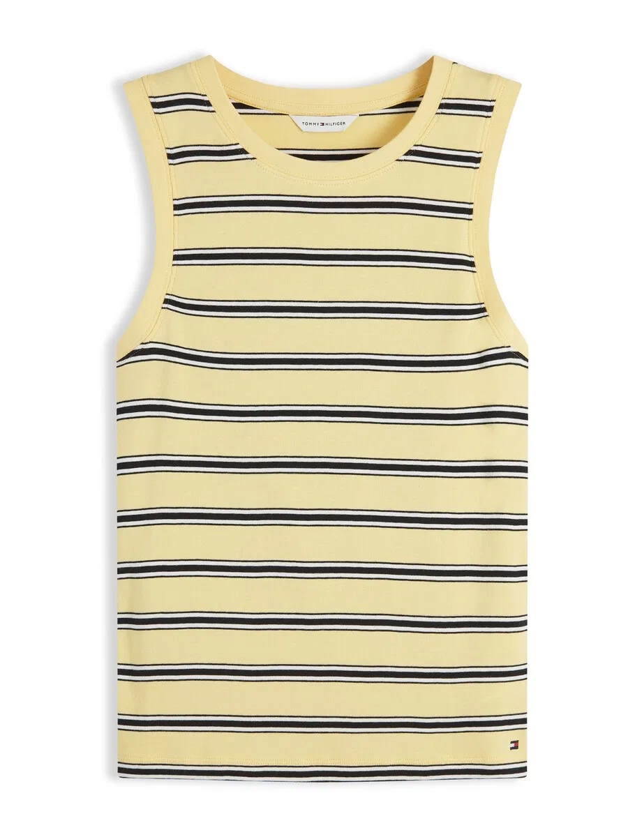 Топ TOMMY HILFIGER 'Stripe Slim Tank' светло-желтого цвета