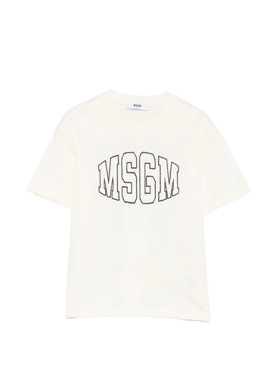 Футболка с вышитым логотипом Msgm Kids, нейтральные цвета