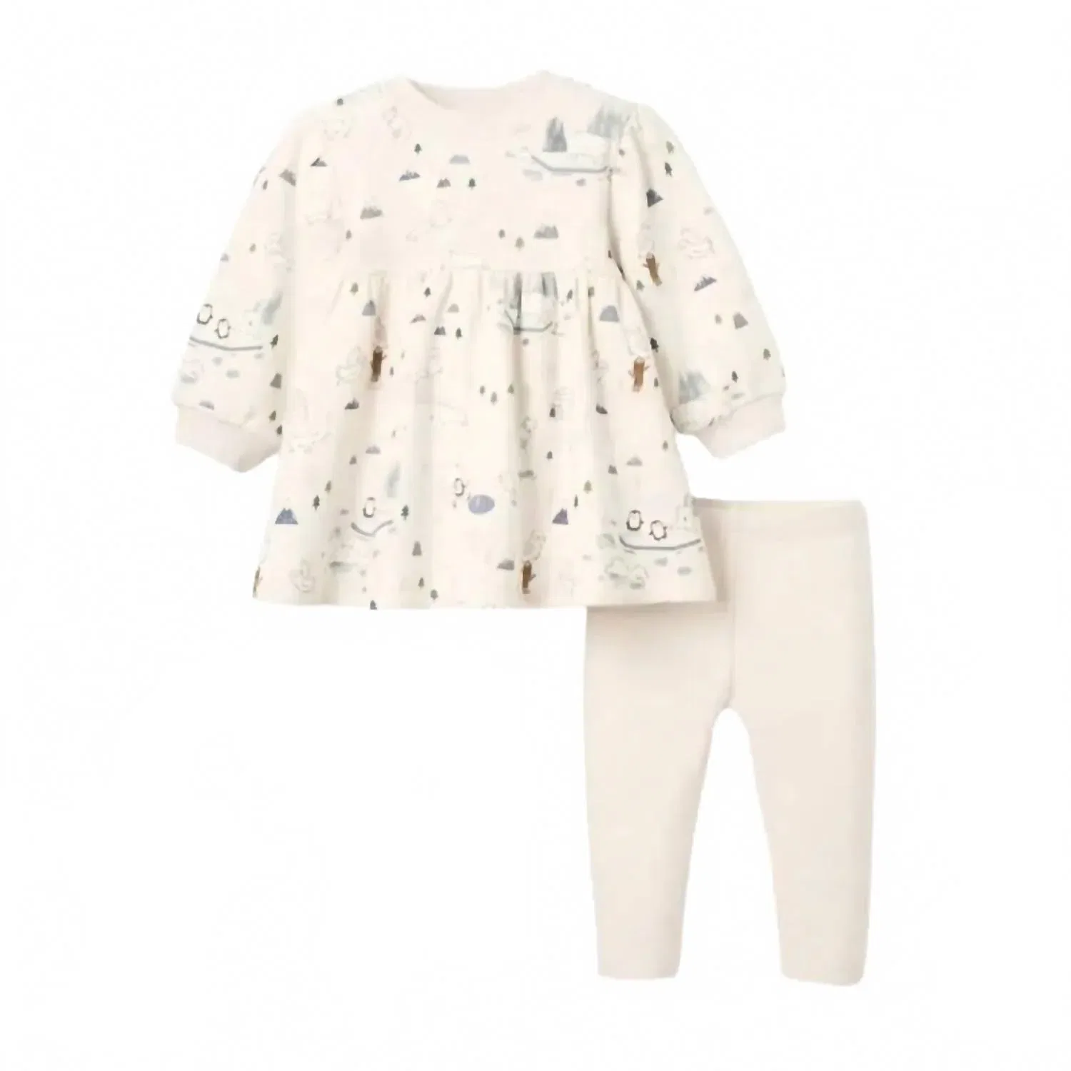 Детское платье из флиса с леггинсами в комплекте Arctic Family Elegant Baby, мультиколор