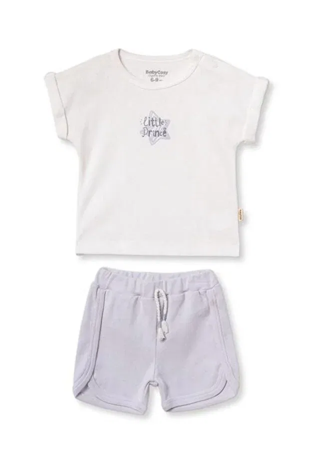 Детский комплект футболки и шорт с коротким рукавом Babycosy Organic Wear, Gray