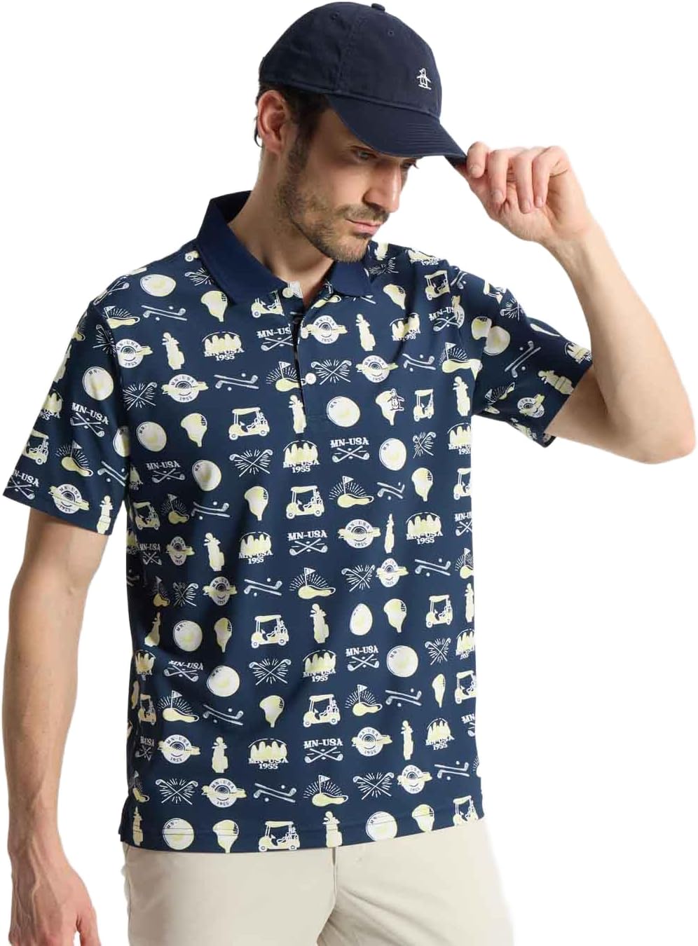 

Футболка с коротким рукавом с принтом в виде мотивов гольфа и солнцезащитного крема Munsingwear, темно-синий