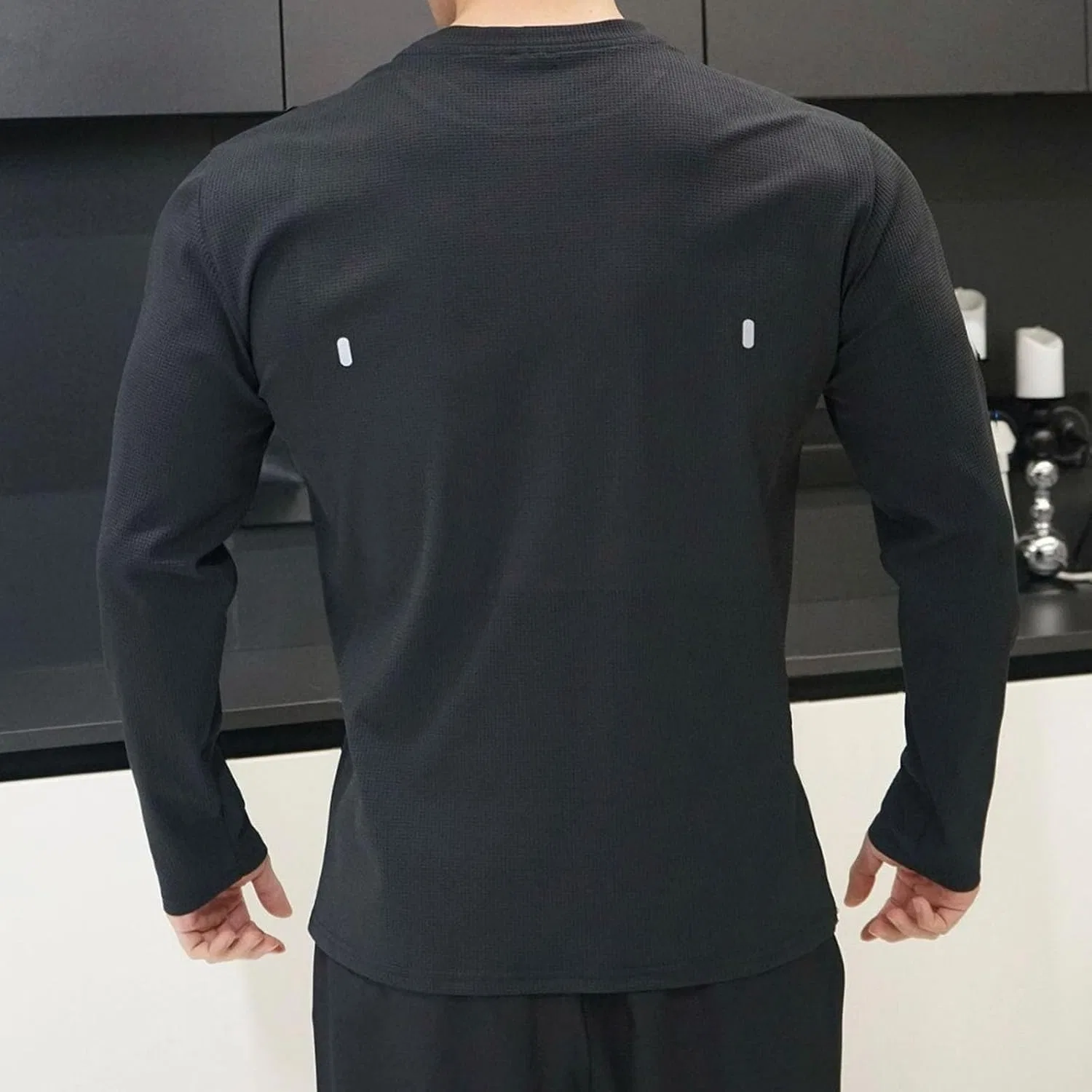 Мужская классическая футболка с длинным рукавом Slim Fit, Black — фото 3