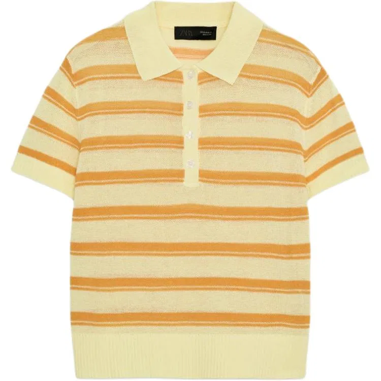 Женское поло с полосатым принтом ZARA, Stripes