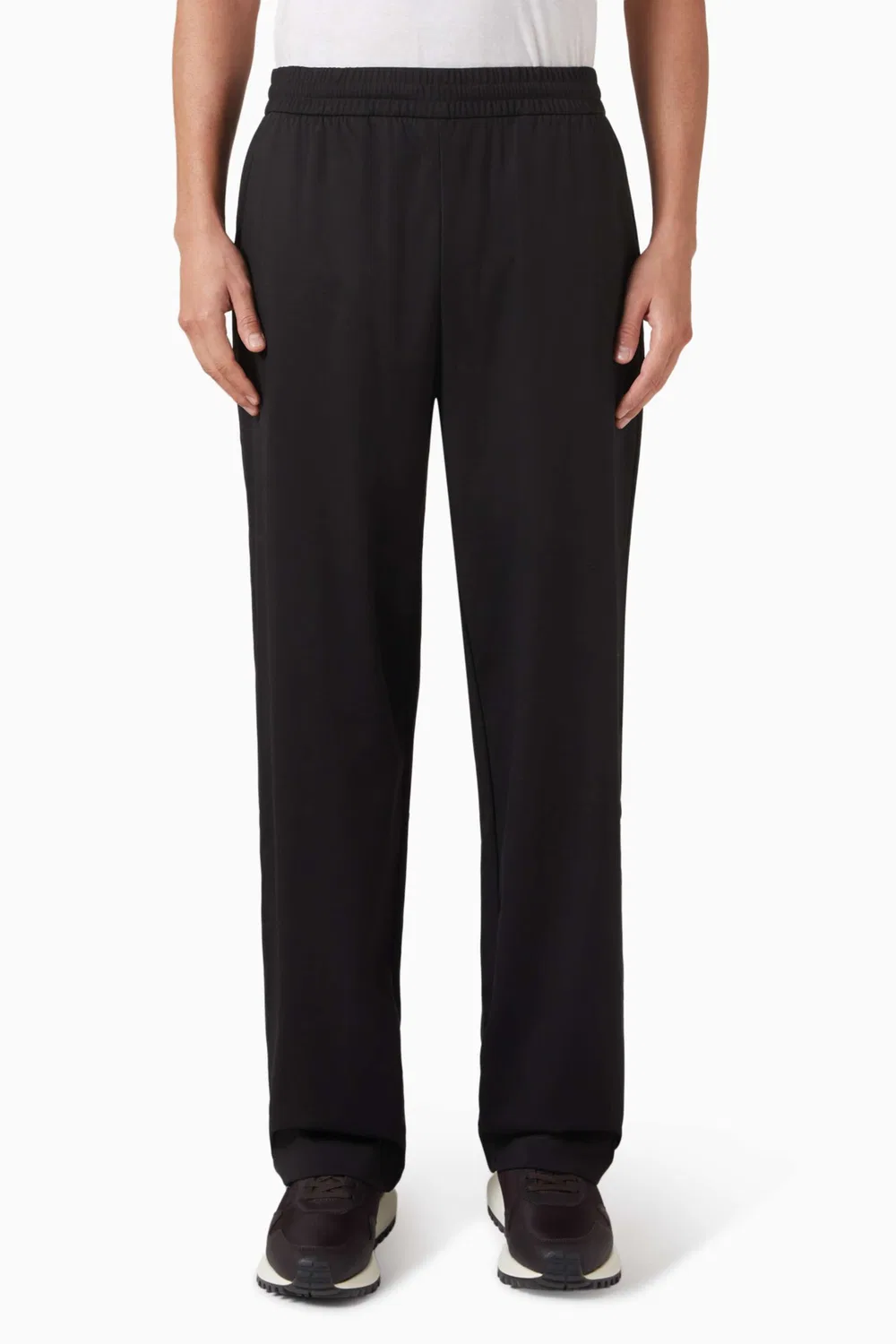 Брюки широкие из джерси Emporio Armani, черный