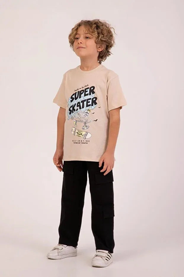 Детская футболка с принтом Skater Men'S Tshirt Dmb Kids, Beige — фото 3