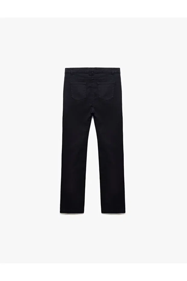 Детские брюки для девочек хлопковые прямые с пуговицами Koton, Navy Blue — фото 2