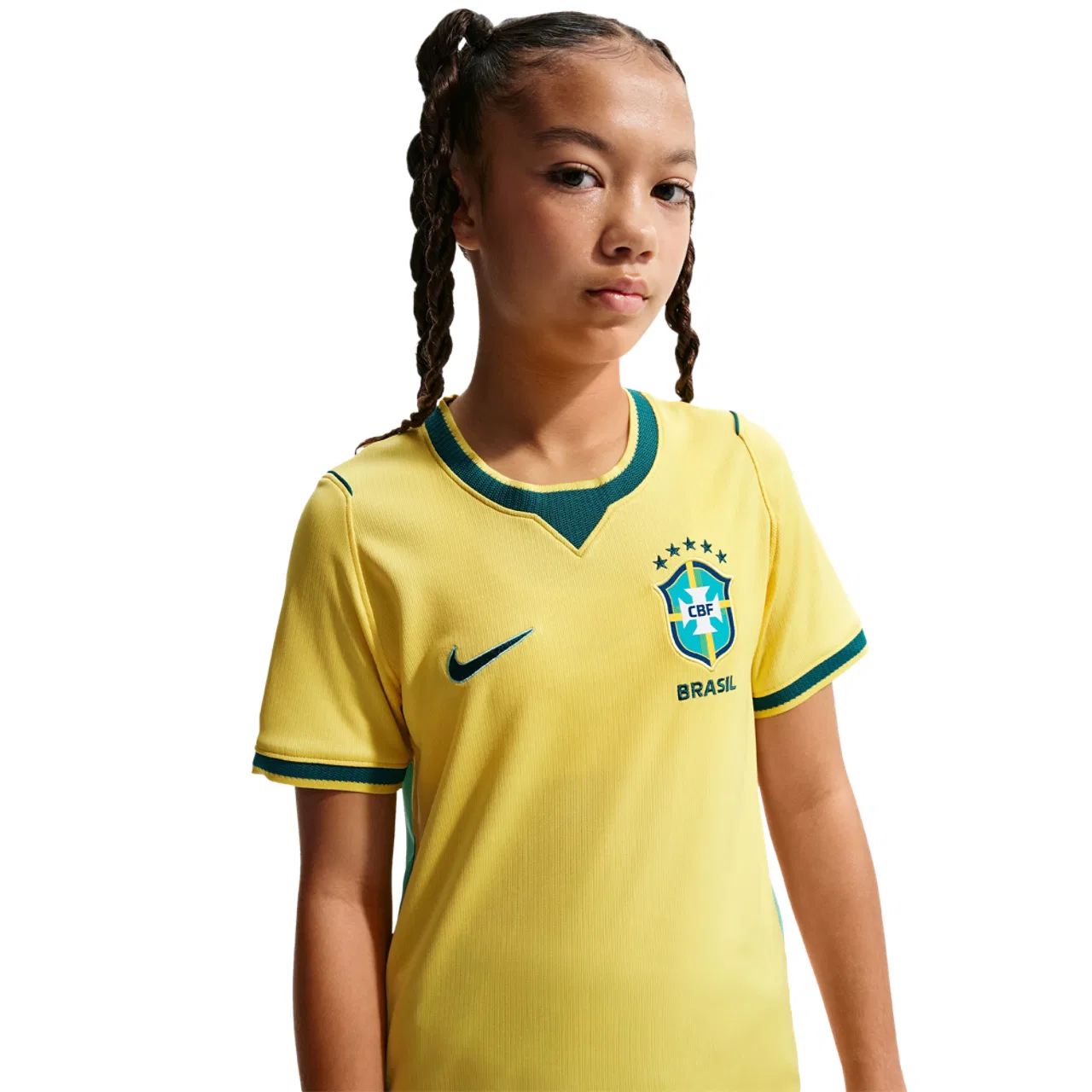 Детская футболка с коротким рукавом Nike Brasil Dri-Fit Stadium Home, Nike, Canary Green