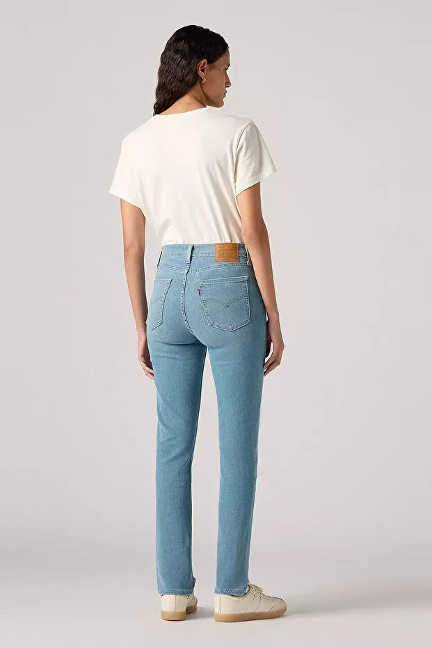 Женские джинсы прямого кроя с высокой посадкой 724 stretch cotton slim straight high waist straight leg jeans Levi'S, Light Indigo - Worn In — фото 4