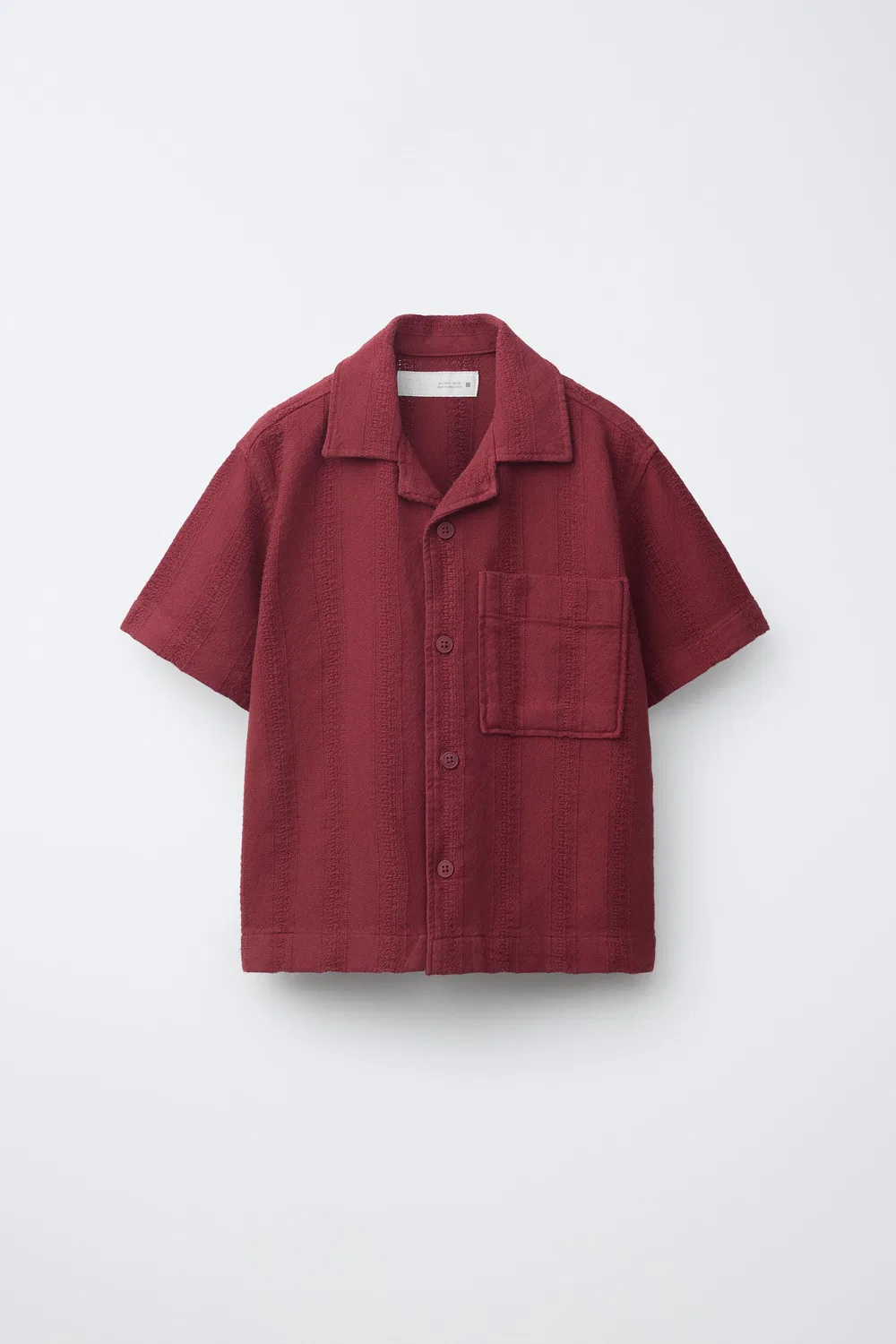 Рубашка с фактурой в деревенском стиле ZARA, Burgundy