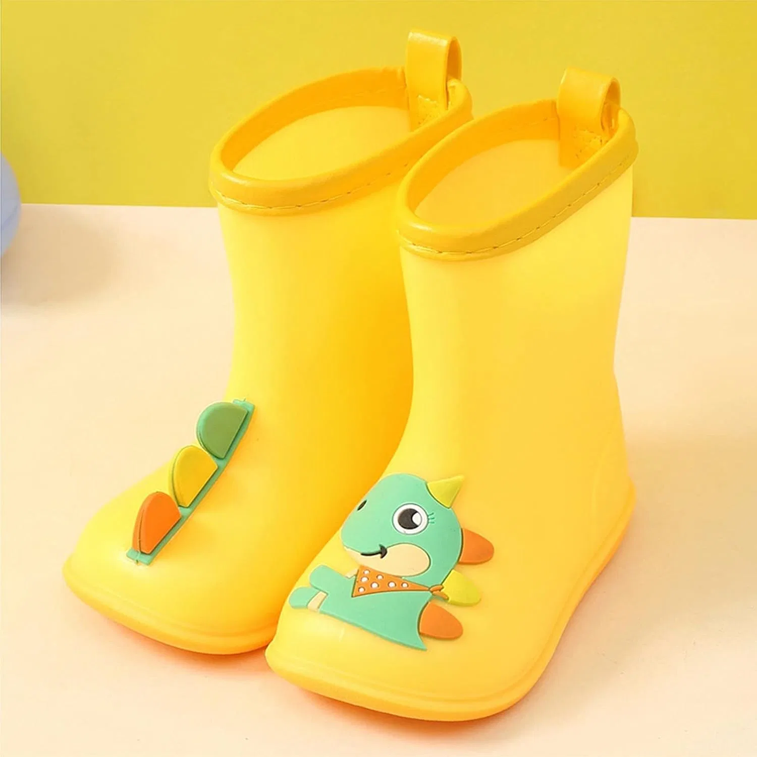 Детские сапоги для девочек с принтом динозавра Rain Boots, Yellow — фото 2