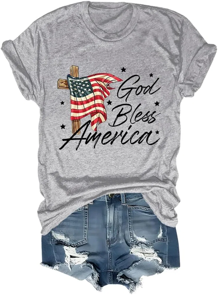Мужская футболка с принтом God Bless America Regular Fit, Gray
