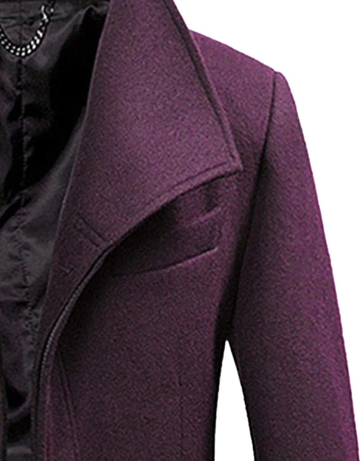 Мужское пальто-тренч из шерстяной смеси, модель Classic Stylish Business Overcoat, винный — фото 2