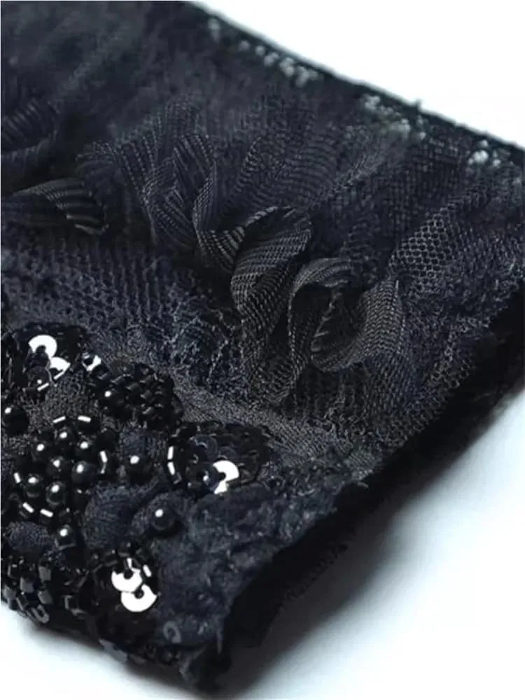 Женское вечернее платье с пайетками, модель Beading Sequins Mesh, чёрный — фото 4