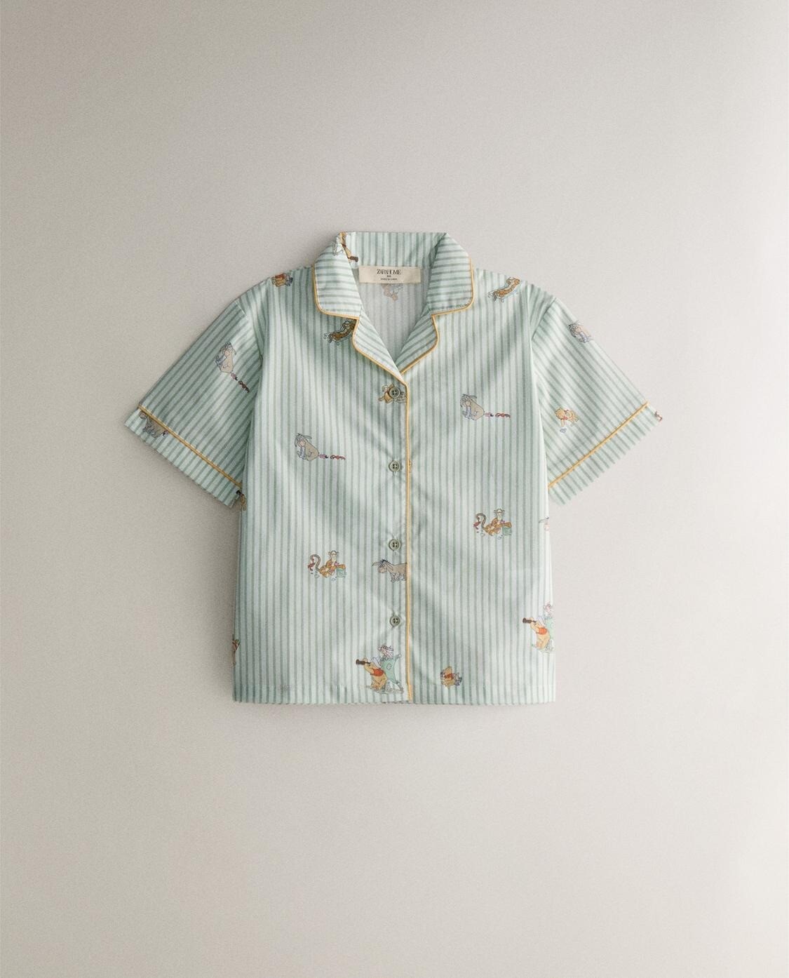 Детская пижама Zara Home Winnie The Pooh Poplin, 2 предмета, голубой/зеленый — фото 2