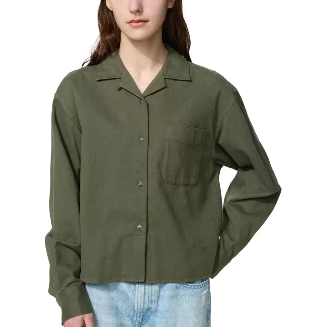 Женская рубашка с лацканами Olive JWANDERSON, UNIQLO, Olive — фото 3