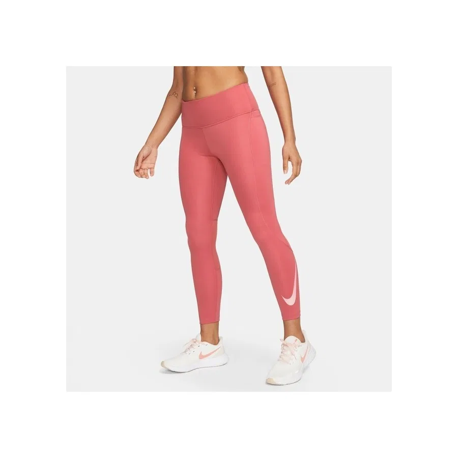 Женские леггинсы с высокой посадкой Dri-Fit Fast Sw Hbr Mid Rise 7/8 Nike, Розовый — фото 2