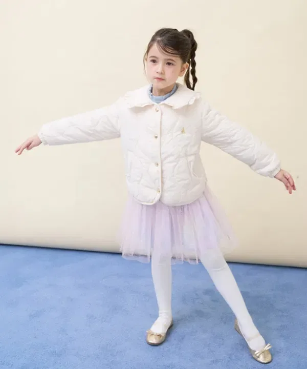 Пуховик детский, с капюшоном, Beanpole Kids, айвори