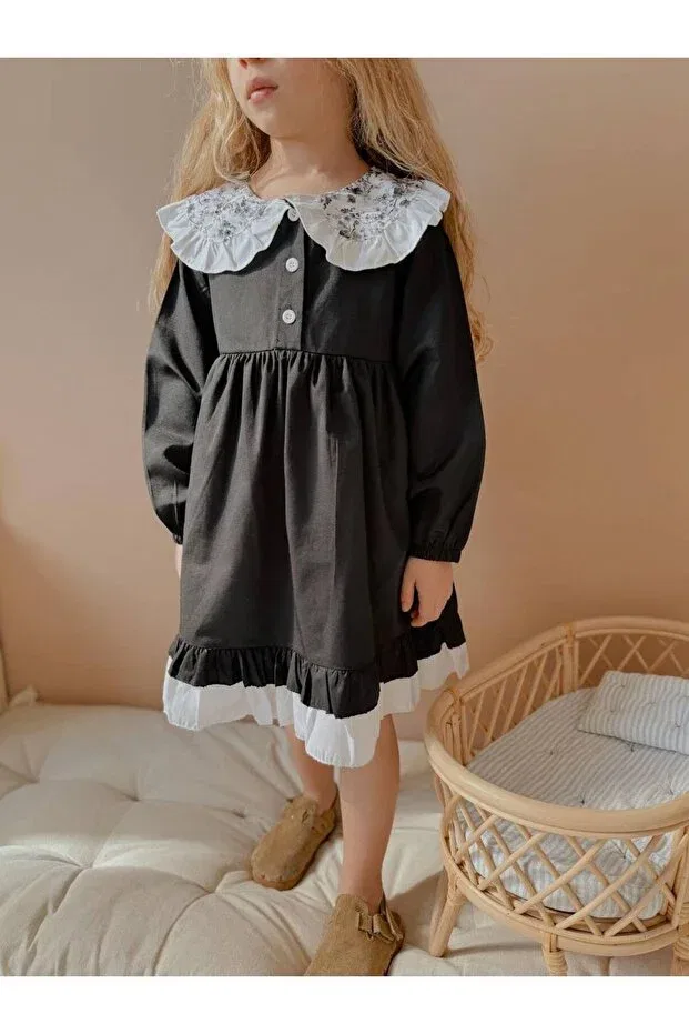 Детское платье для девочек с длинным рукавом Arbi Kids, Black — фото 4