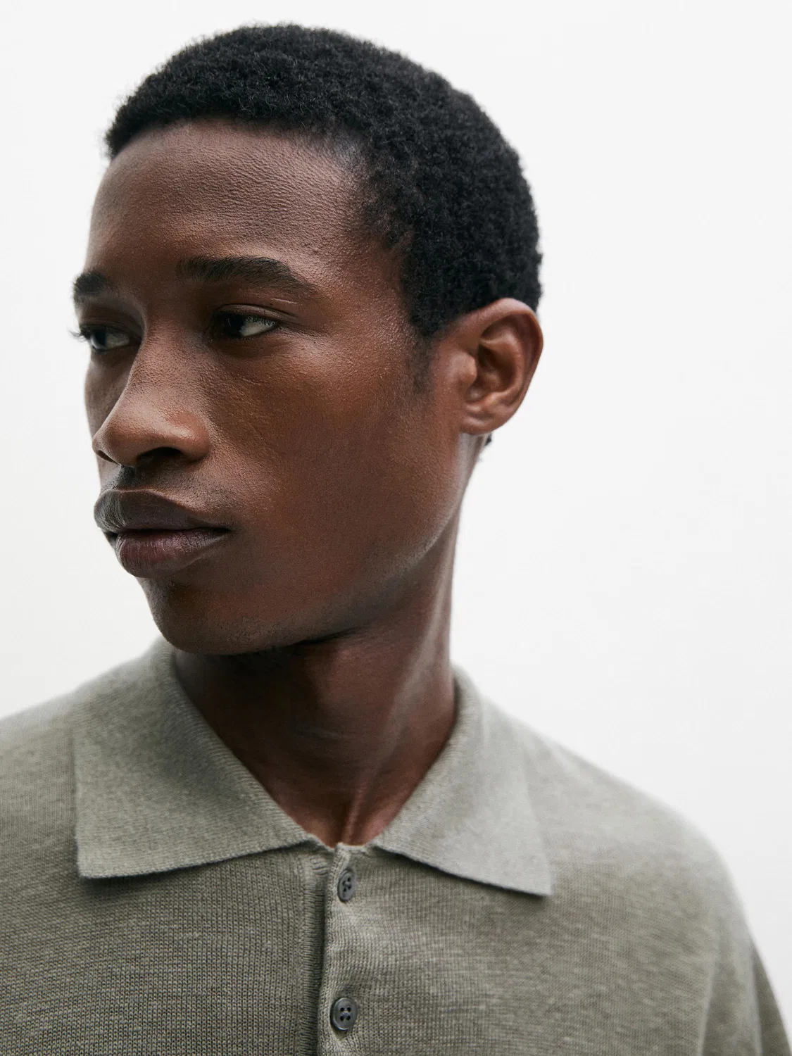 Вязаный льняной свитер-поло Massimo Dutti, морской зеленый — фото 4