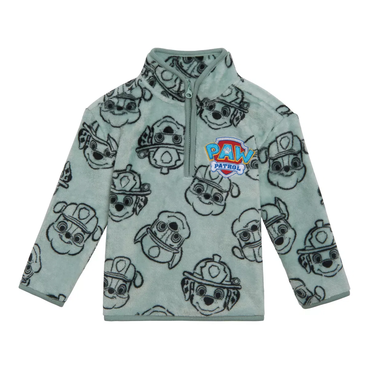 Детский свитшот для мальчиков с принтом Half Zip Woobie PAW Patrol, Pale Green