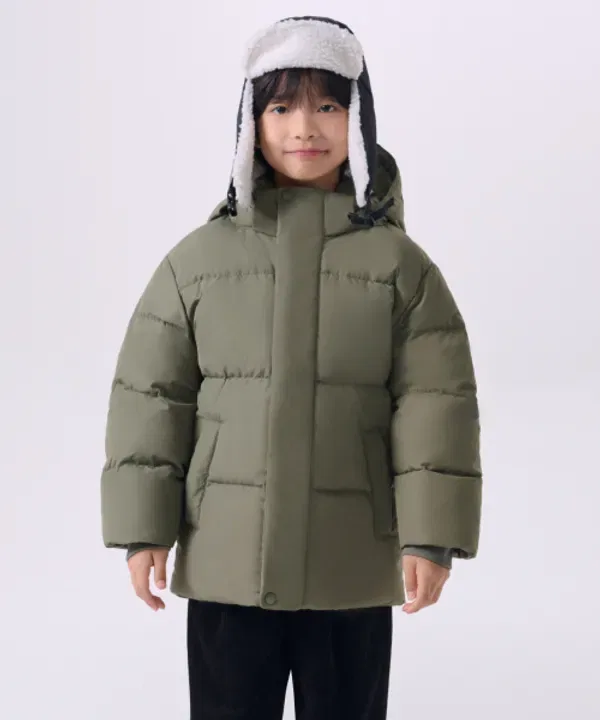 Пуховик короткий с капюшоном, Musinsa Standard Kids, хаки