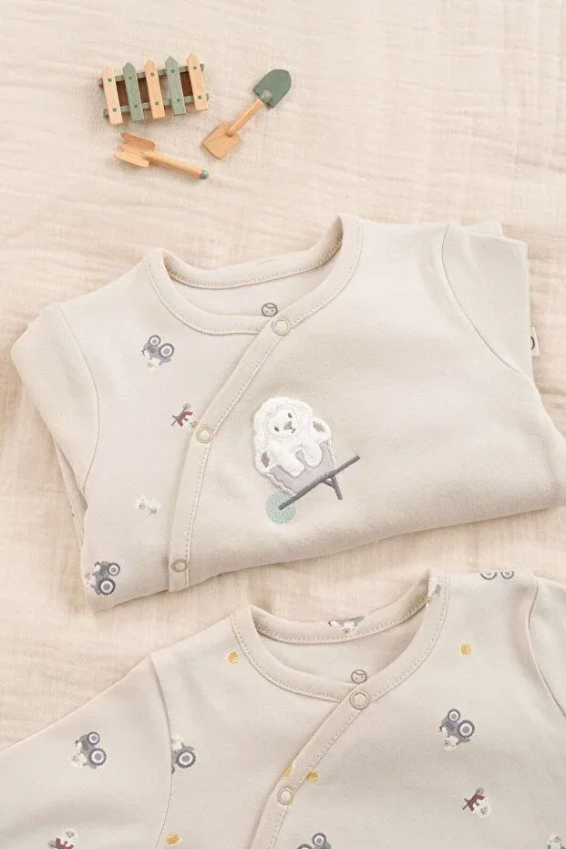 Детский комбинезон для девочек с принтом Basics Little Gusto, Beige — фото 2