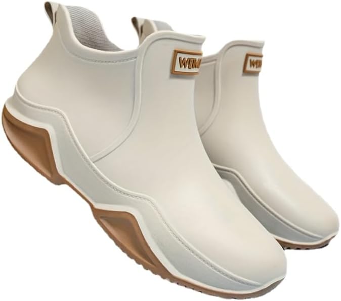 

Модные мужские резиновые сапоги Hhhchpm, противоскользящие, износостойкие, водонепроницаемые ботинки для работы на улице и рыбалки, Milky