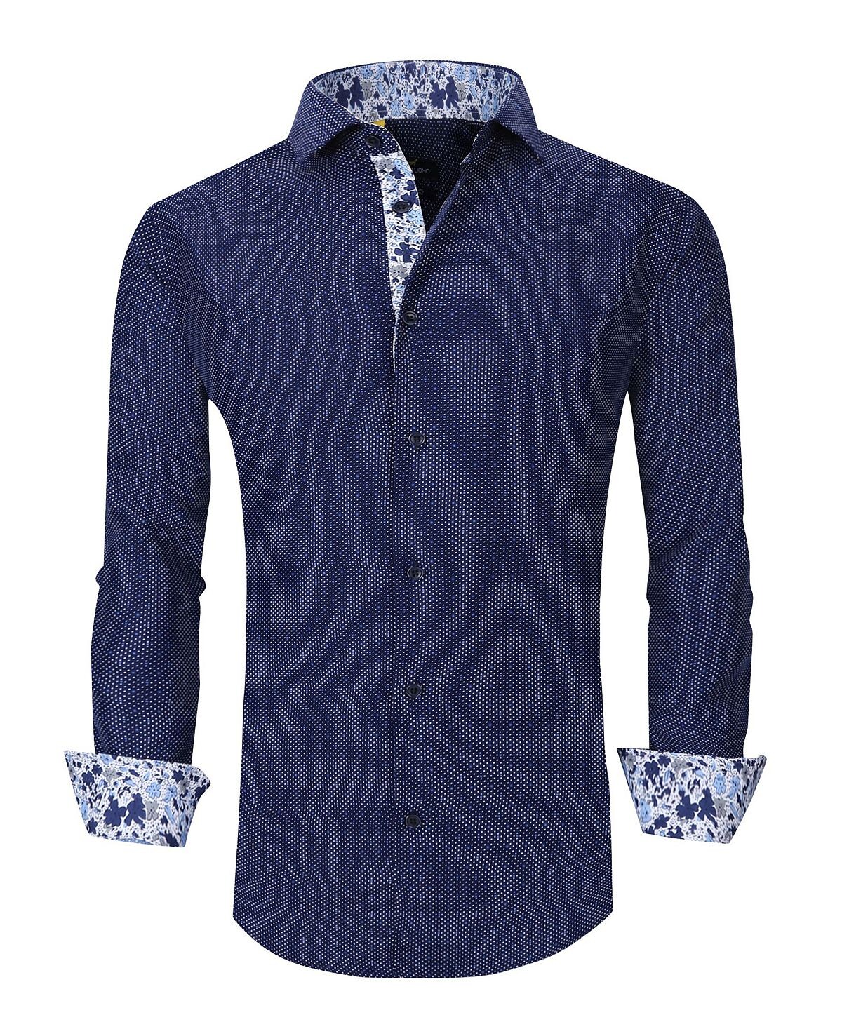 

Мужская классическая рубашка slim fit business в морском стиле на пуговицах Azaro Uomo, темно-синий