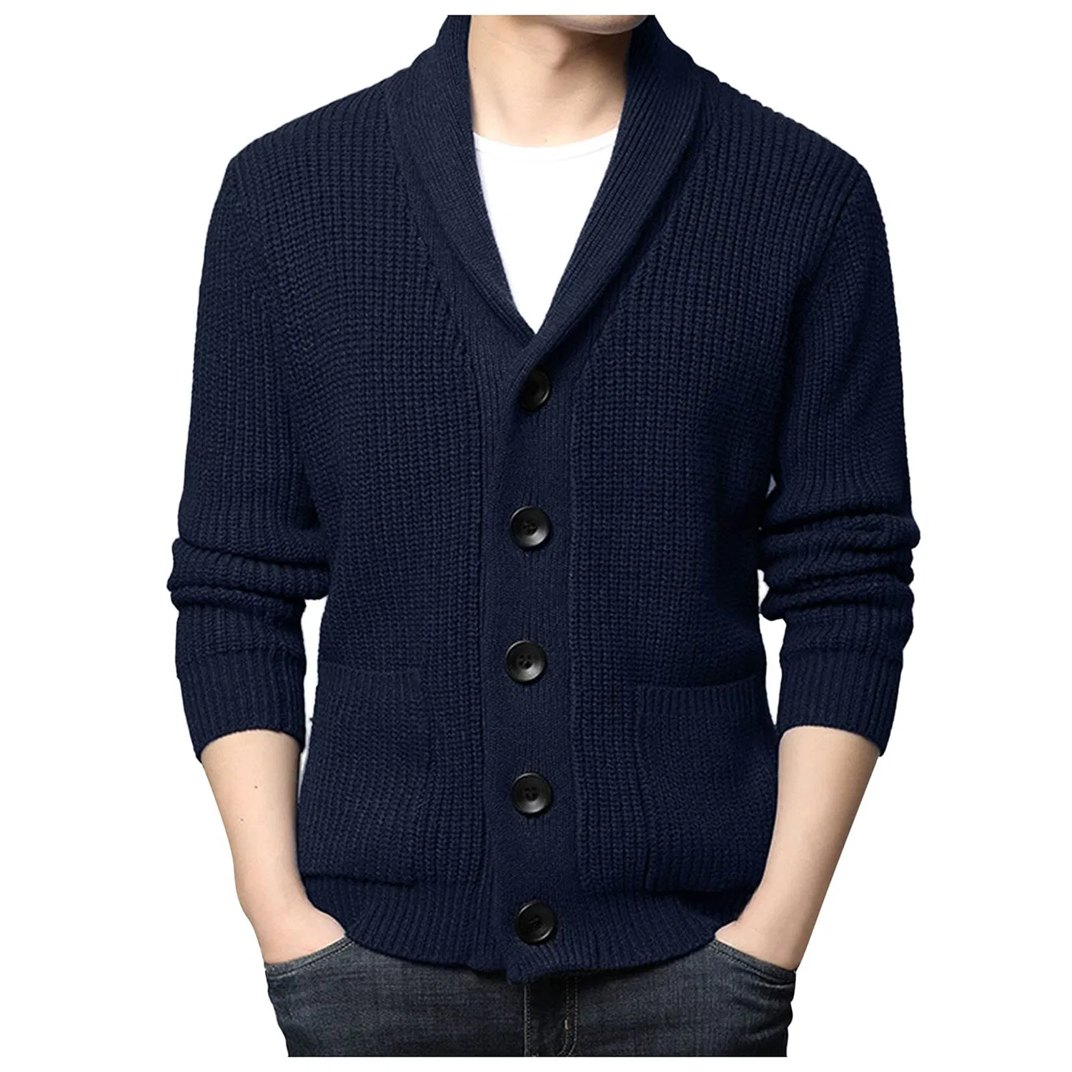 Мужской свитшот с воротником-стойкой Teddy Fleece, Q02-blue