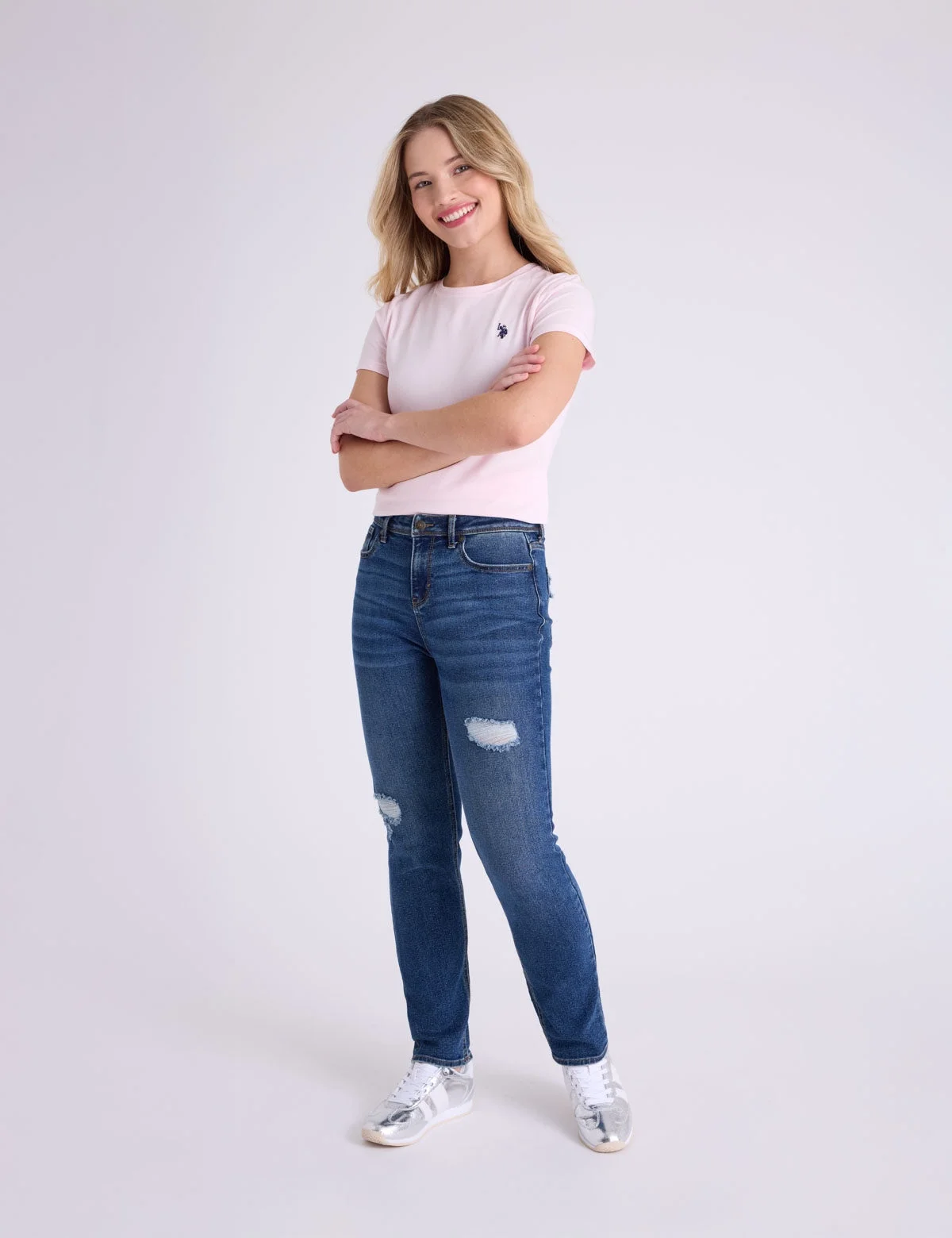Женская футболка U.S. Polo Assn. Crew Neck, розовый — фото 3