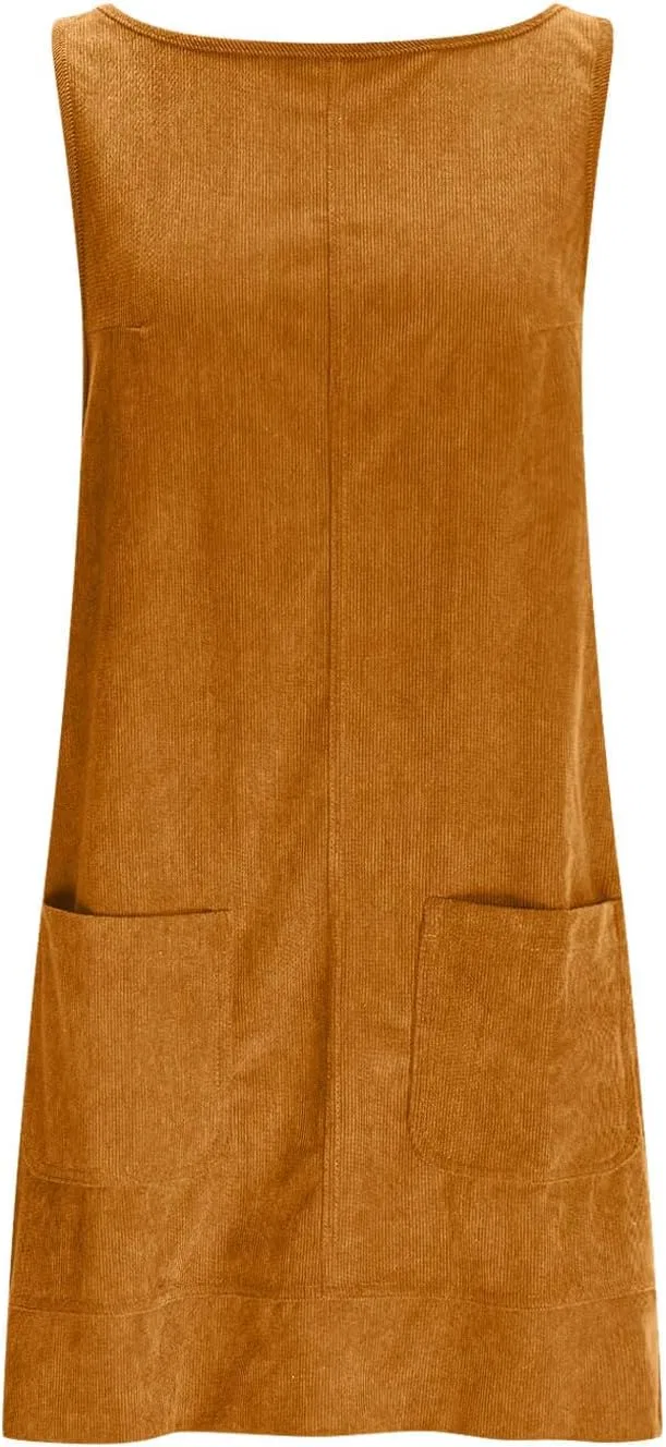 Женское вельветовое платье-комбинезон Corduroy Overall Tank Dress, Orange — фото 4