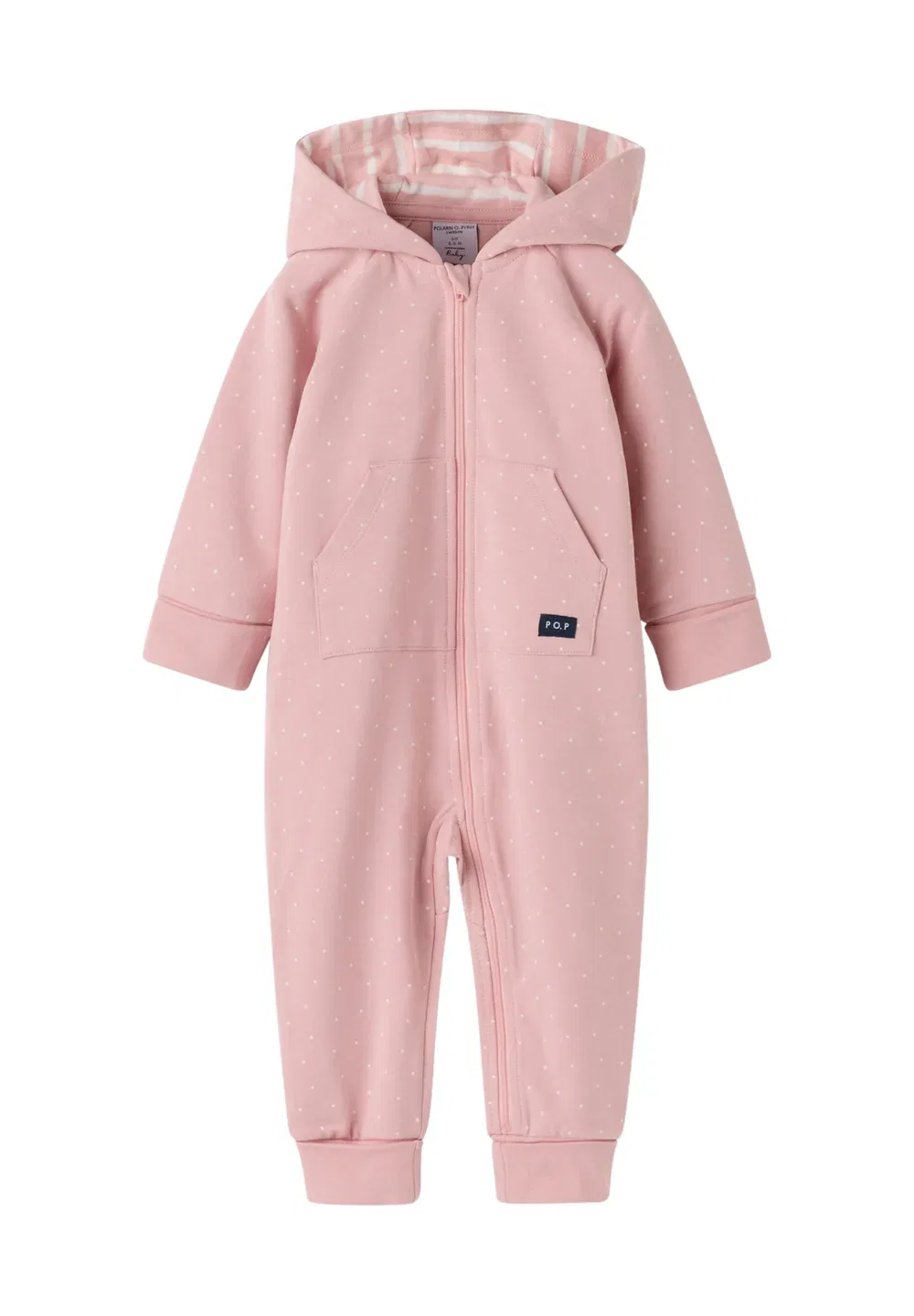 Комбинезон-Толстовка с капюшоном в горошек, унисекс Polarn O. Pyret, Silver Pink