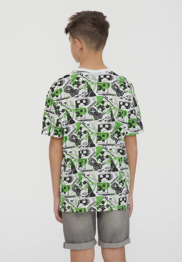 Футболка с принтом Minecraft, Loose Fit, All-over minecraft - print t-shirt, Terranova, Бьянко Оптико, белый — фото 3