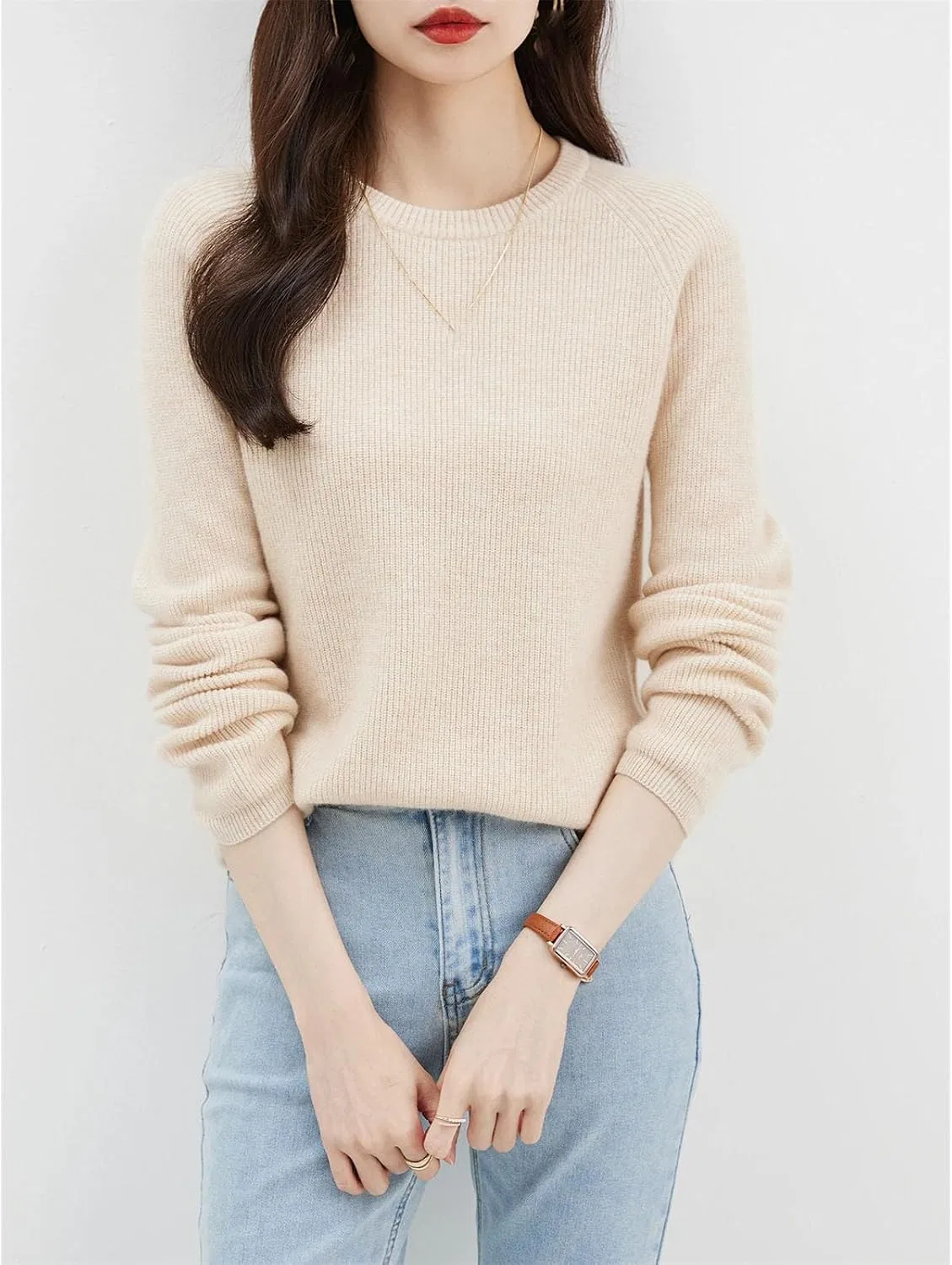 Женский пуловер с V-образным вырезом, с длинным рукавом, Vintage Basic, серый — фото 3