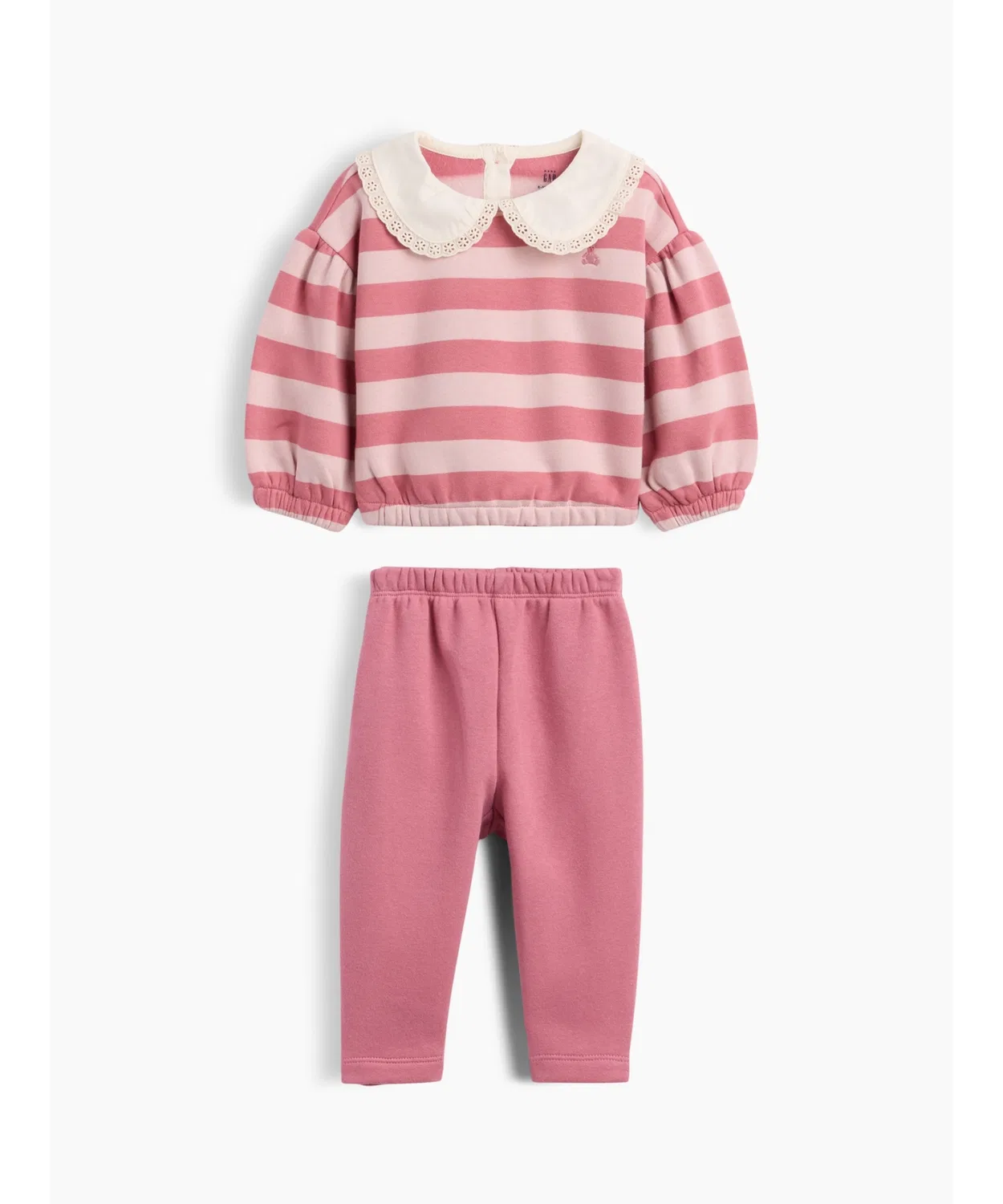 Детский комплект из свитшота и брюк с кружевным воротником, Vintage Soft GAP, Pink