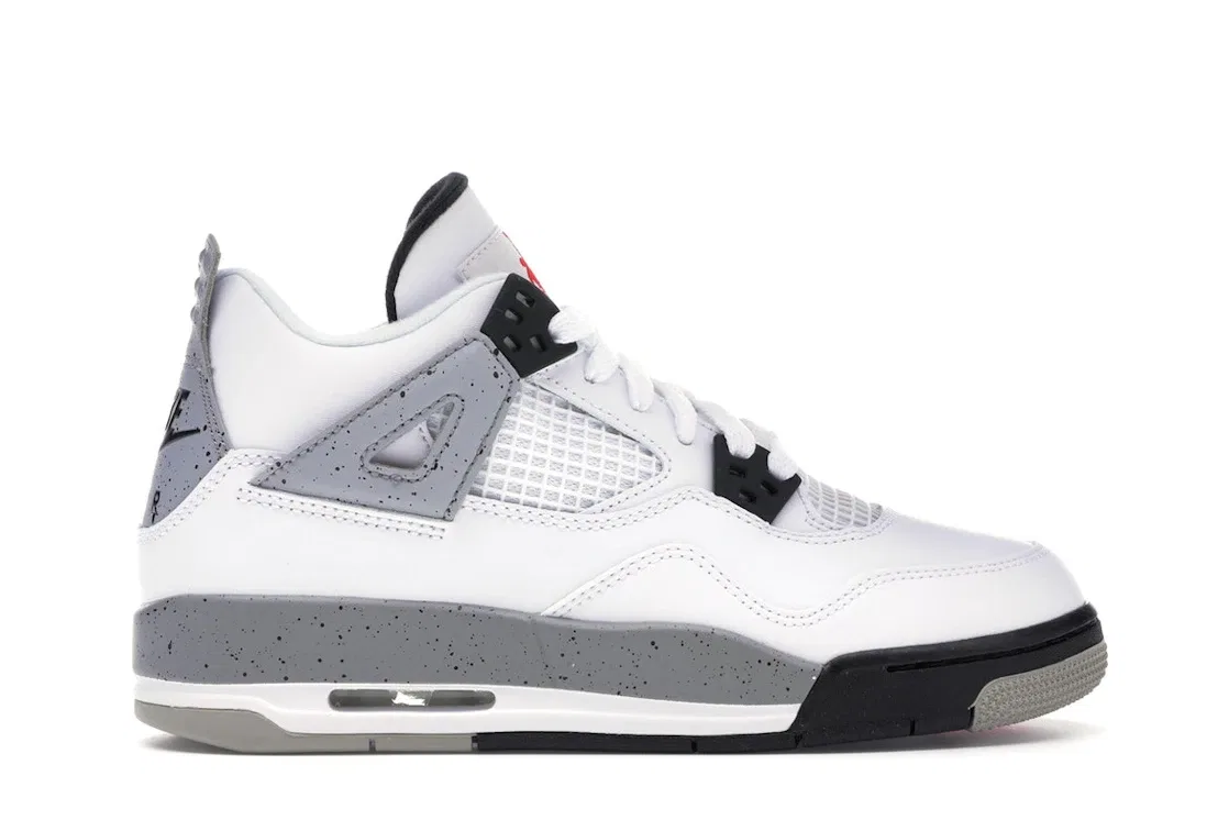 Детские кроссовки Lifestyle с принтом Jordan 4 Retro Jordan, White/Fire Red-Black-Tech Grey