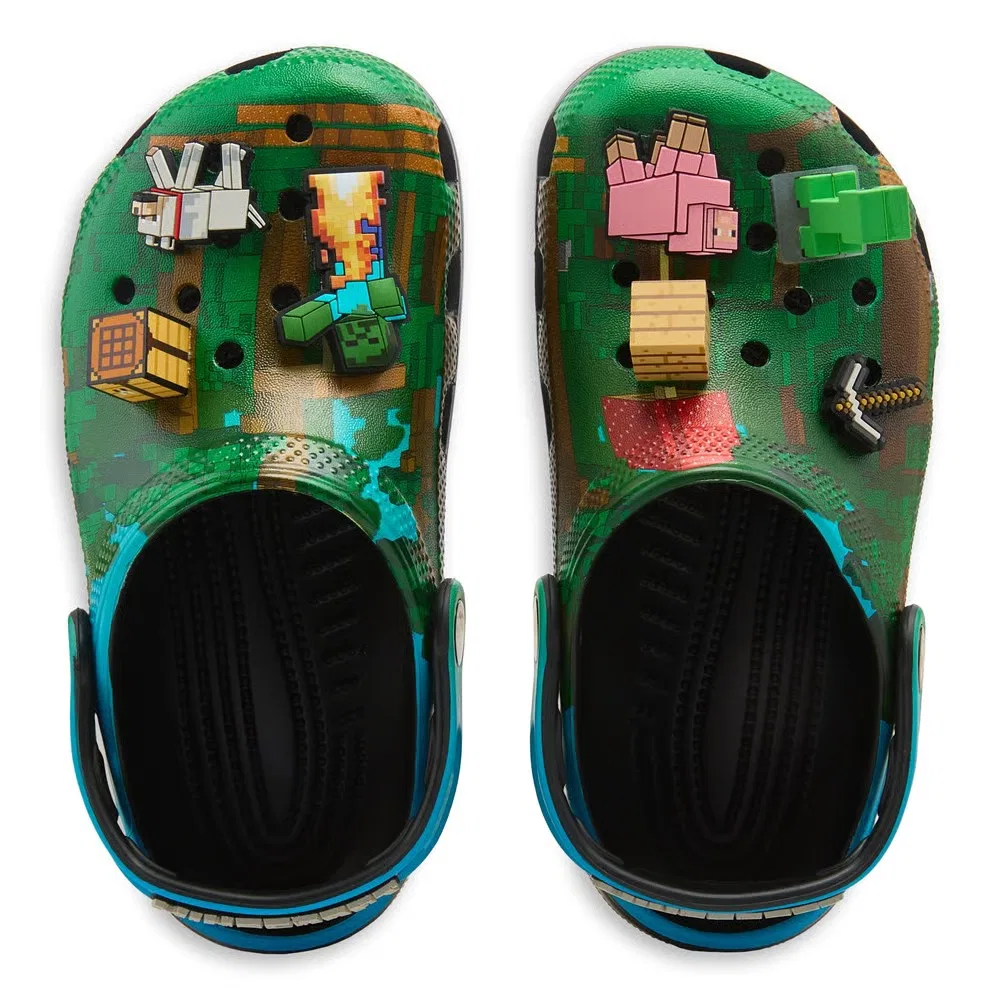 Детские классические сабо Minecraft Crocs, Blue/Green/Black — фото 4