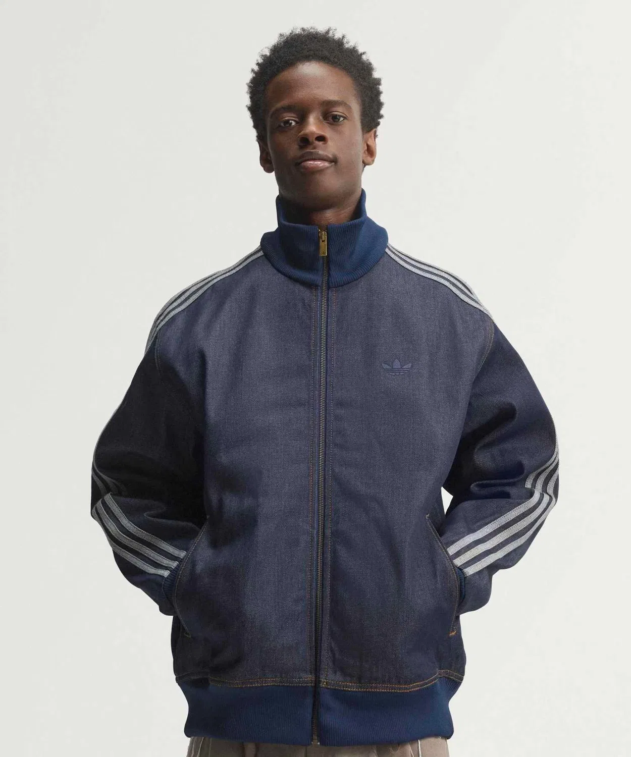 Мужская куртка свободного кроя с полной застежкой-молнией Firebird Adicolor Raw Denim Track Top Adidas, Blue