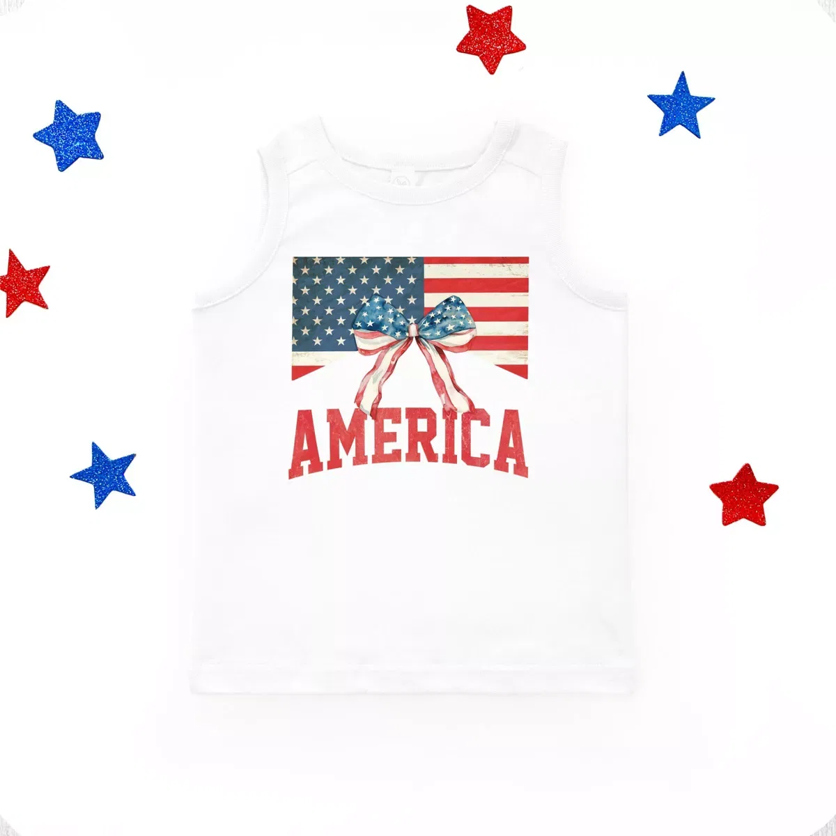 Детский топ без рукавов American Flag Coquette The Juniper Shop, White — фото 2