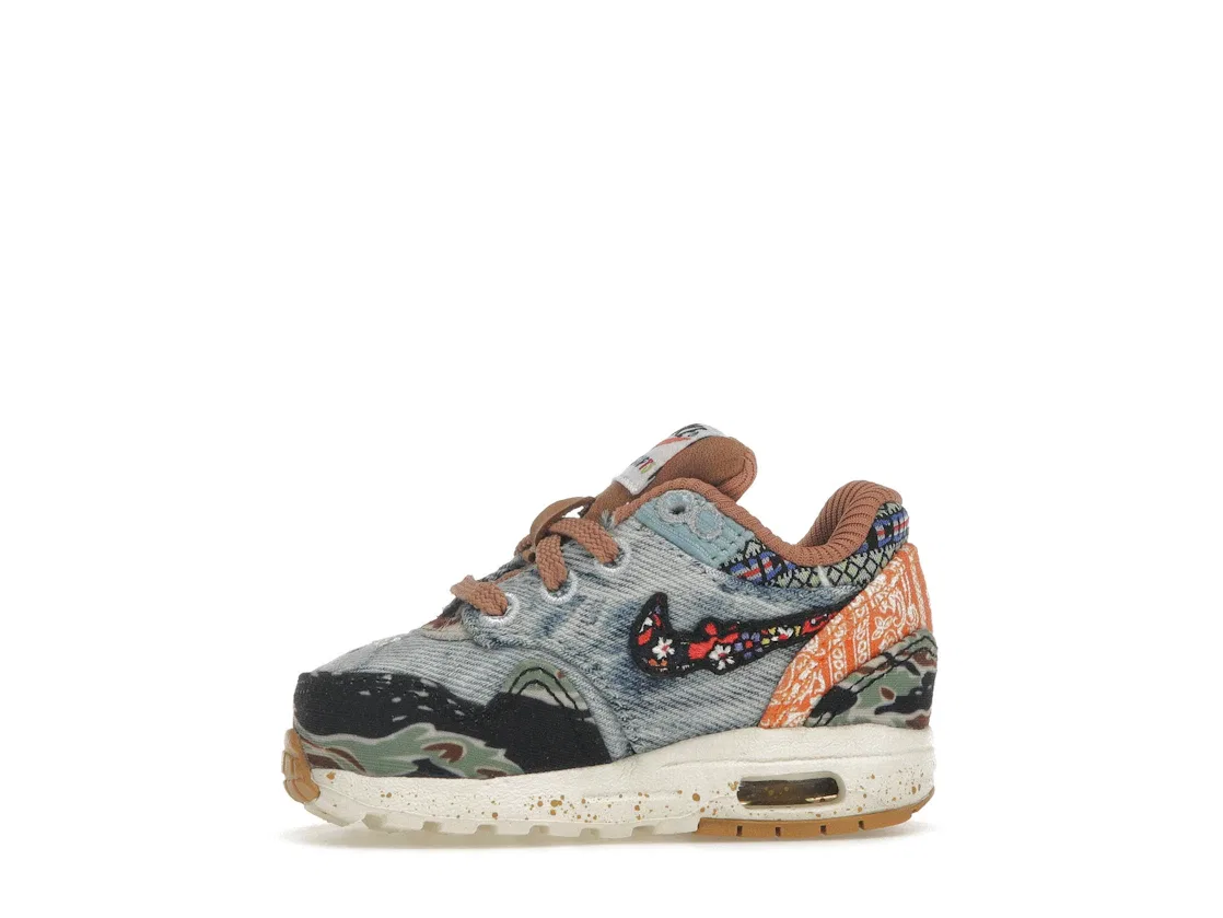 Детские кроссовки Lifestyle с принтом Nike Air Max 1 SP Concepts Heavy, Elemental Gold/Sail-Black-Worn Blue — фото 3