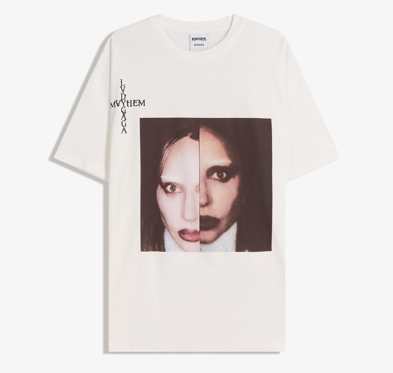

Футболка Bershka Lady Gaga Short-Sleeved Print, белый