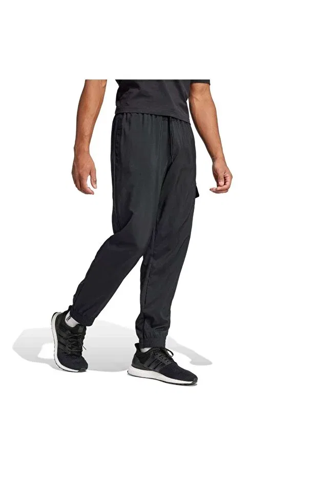 Мужские спортивные штаны из полиэстера Essentials small logo cargo sweatpants Adidas, Black — фото 3