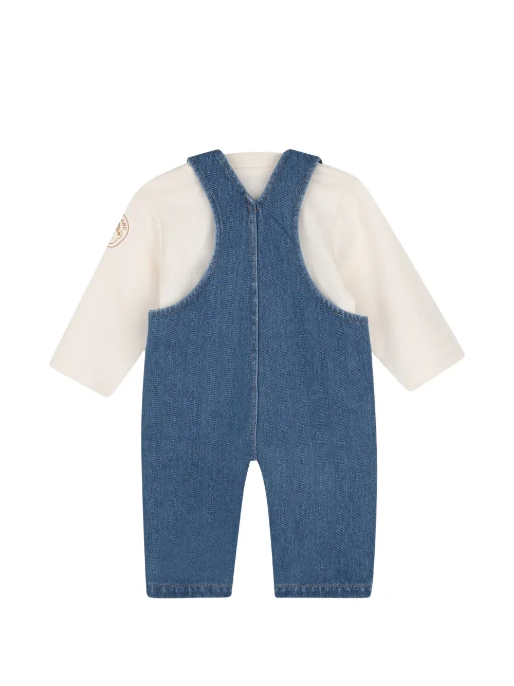 Комплект из джинсового комбинезона и футболки с логотипом Timberland Kids, синий — фото 2