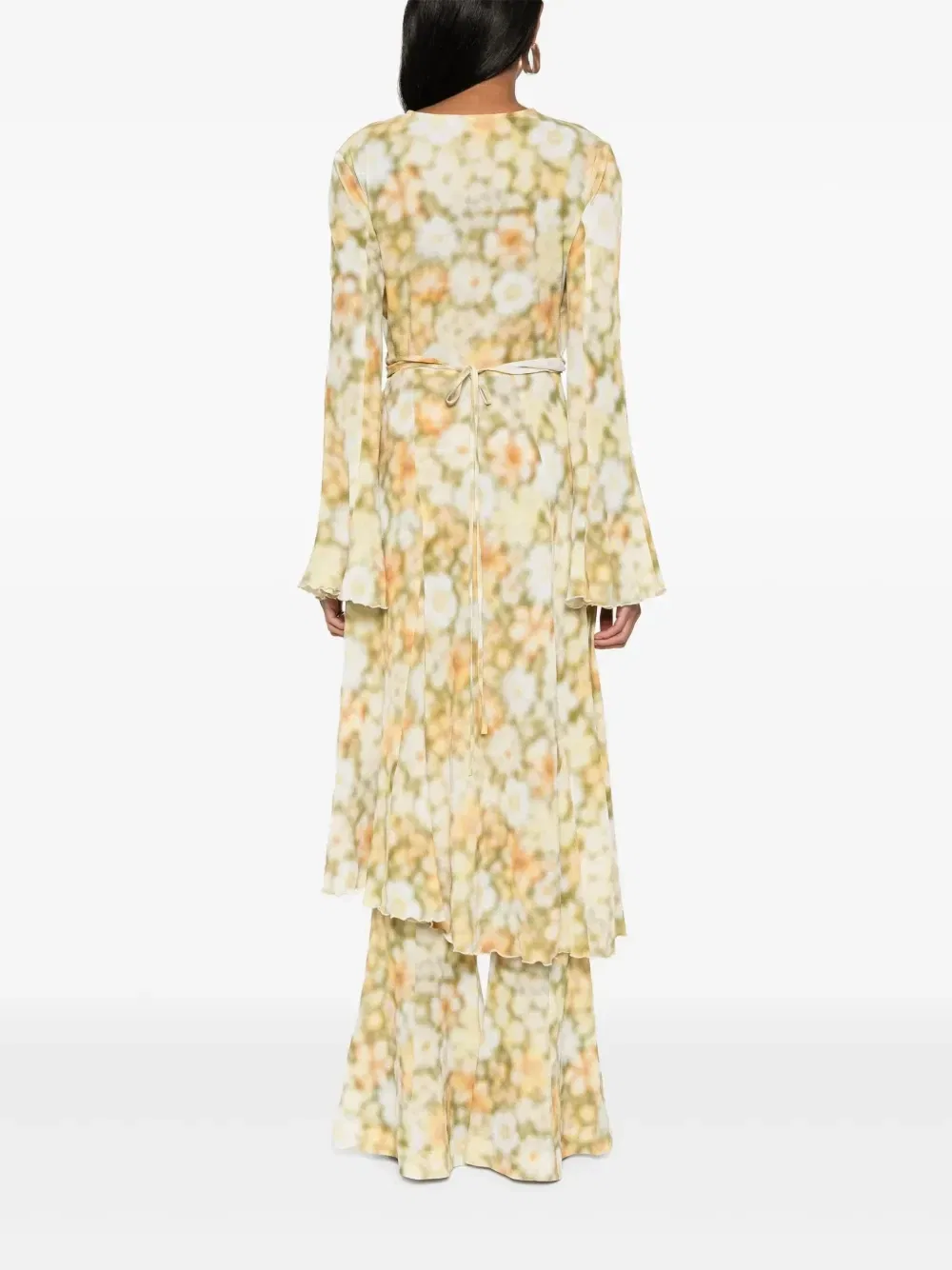 Платье миди с запахом и абстрактным принтом Acne Studios, зеленый — фото 4