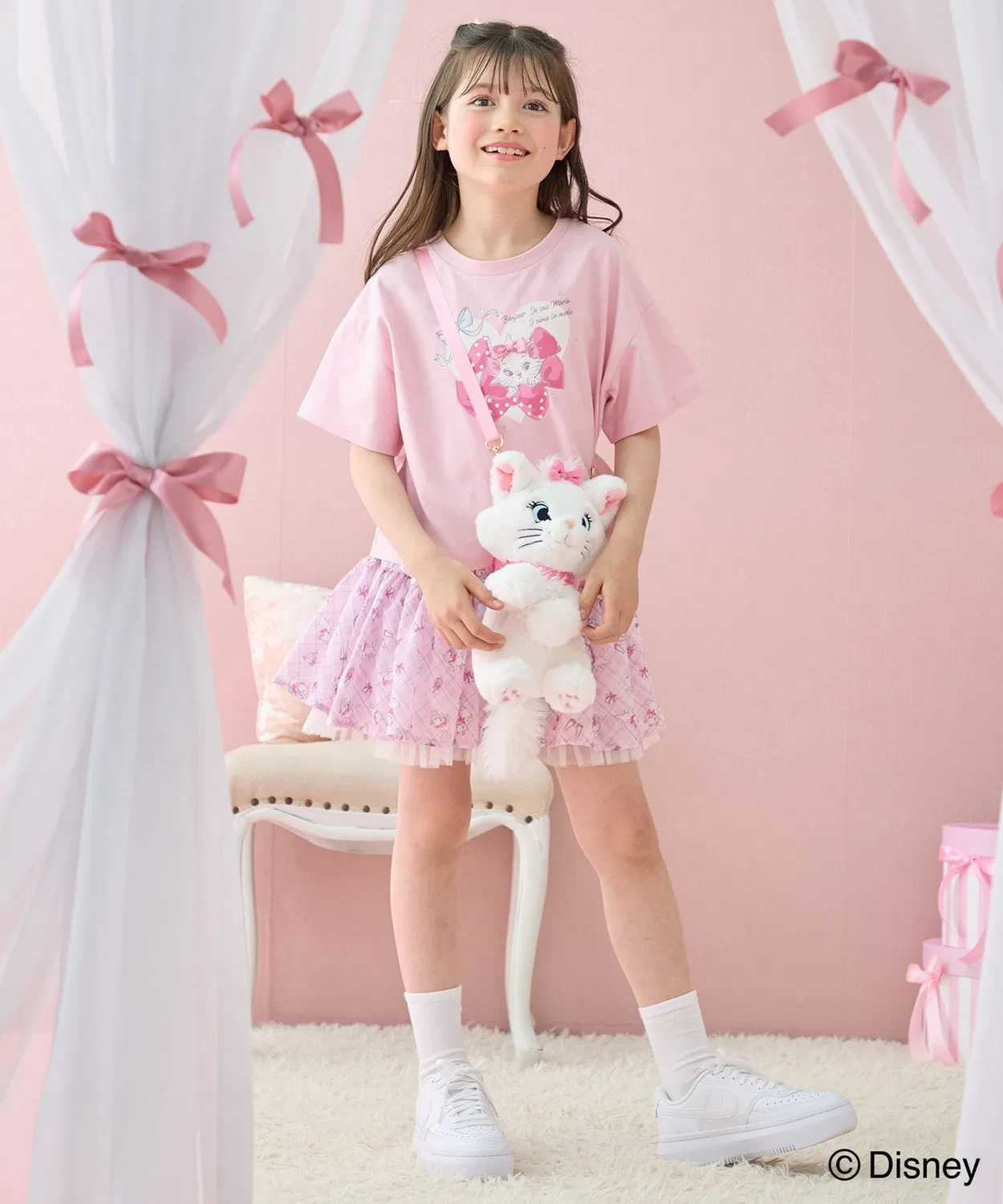 Детская юбка-шорты с принтом в клетку Marie Disney ANY, Pink — фото 4