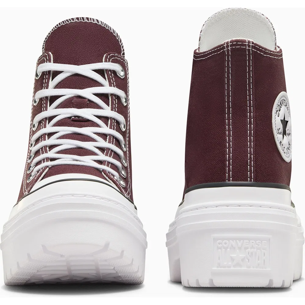Детские кроссовки на платформе с высоким каблуком, бордовые, Chuck Taylor All Star Lugged Heel Converse — фото 3