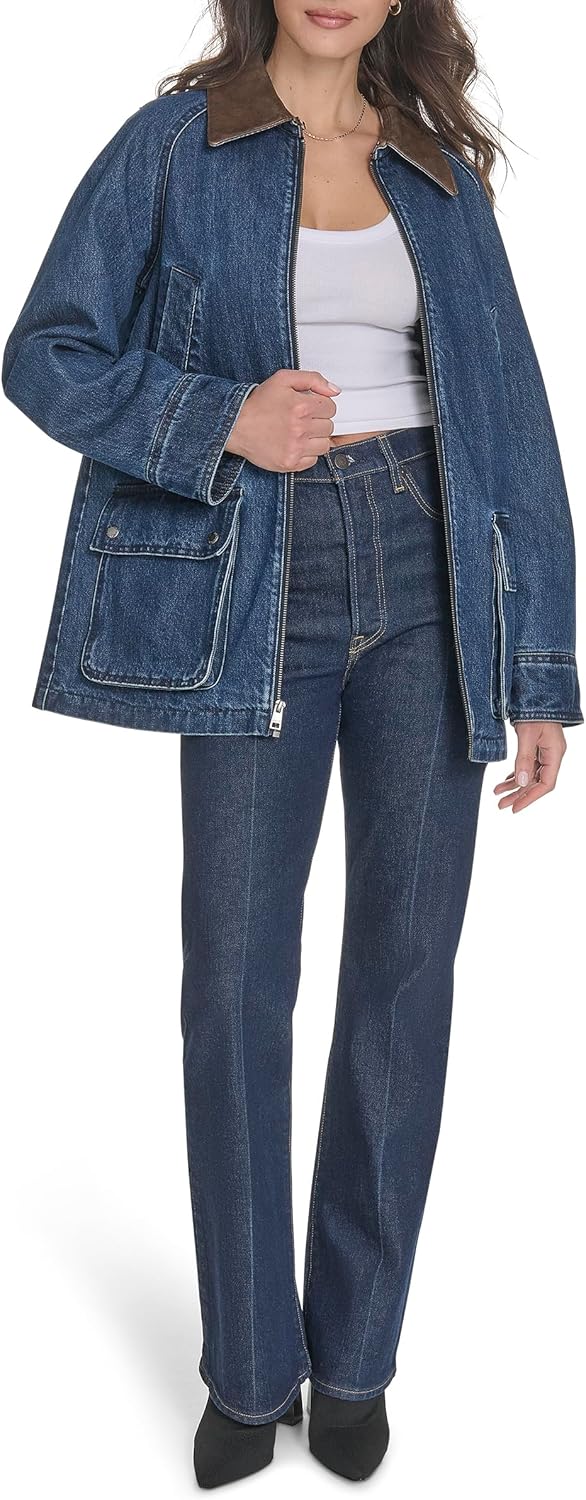 Женская куртка Levi's удлиненная хлопковая, синий — фото 2