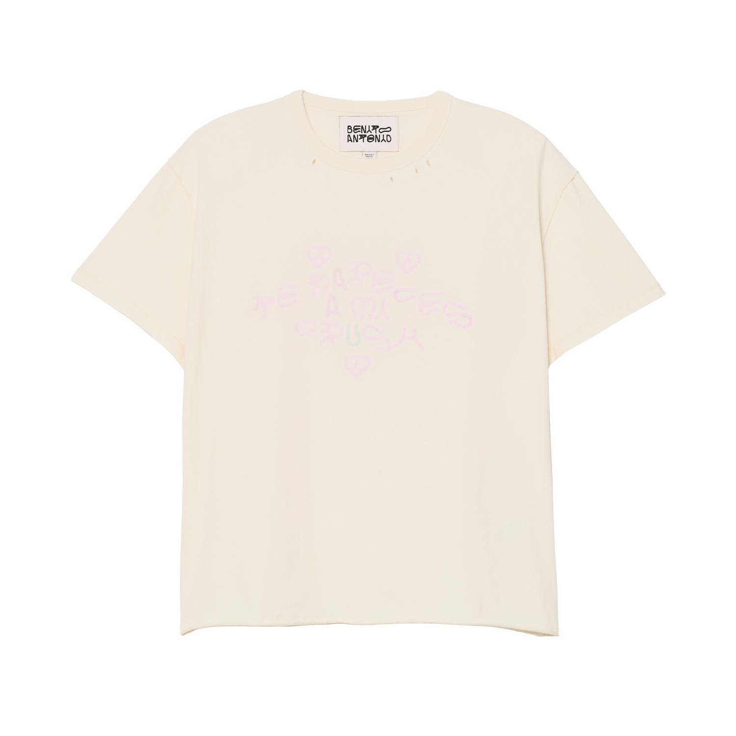 Футболка Zara Benito Antonio Collection Faded Reverse-Effect Crush Slogan, кремовый