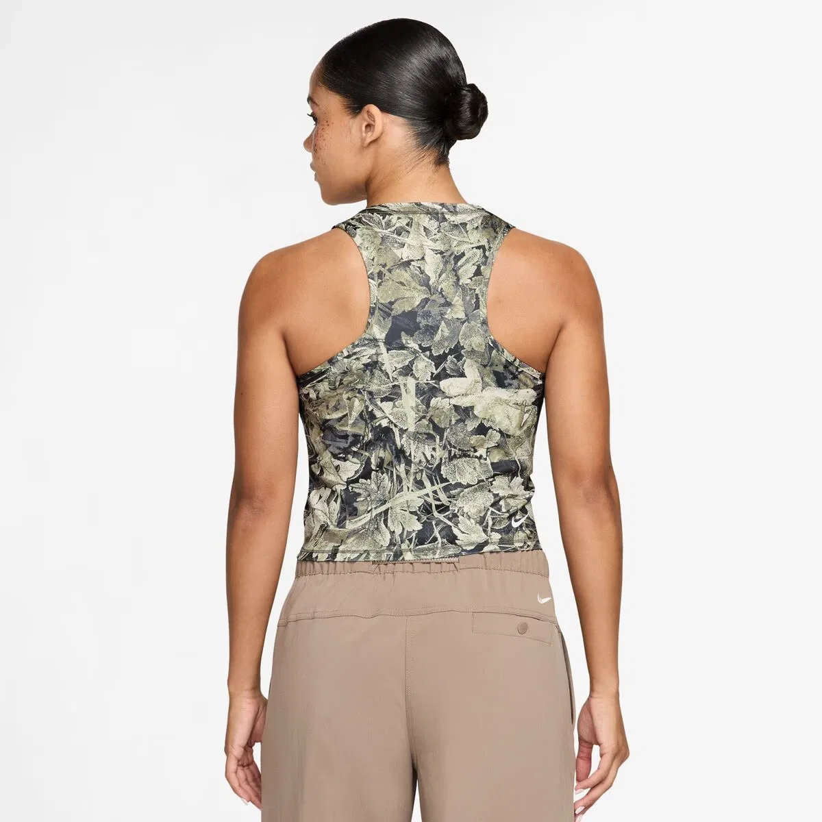 Женский топ-майка с V-образным вырезом Dri-Fit Cropped Tank Top Nike, Sequoia/Summit White — фото 3